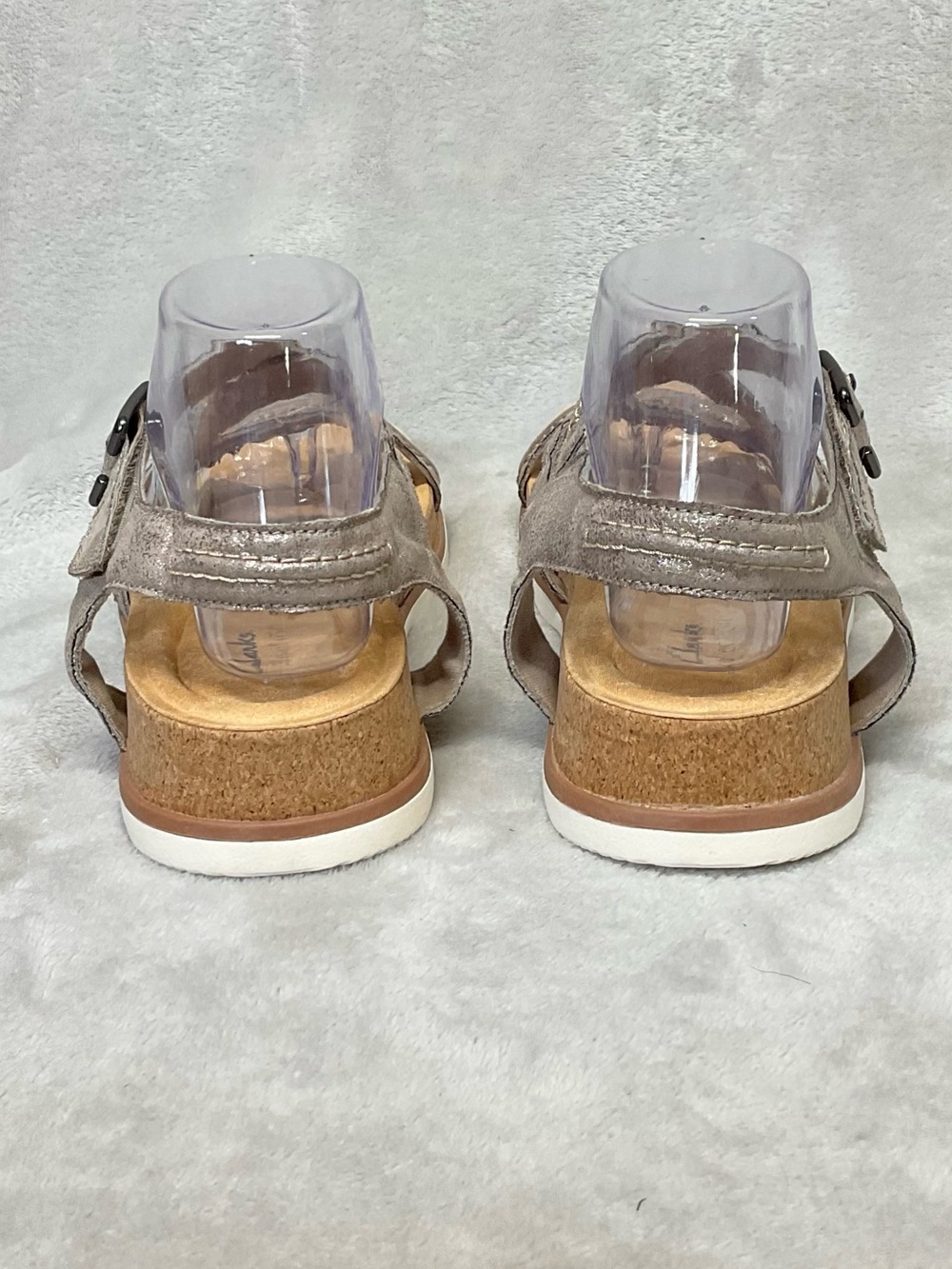 Clarks Women's Metallic Taupe Strappy Sandals - Picture 6 of 8